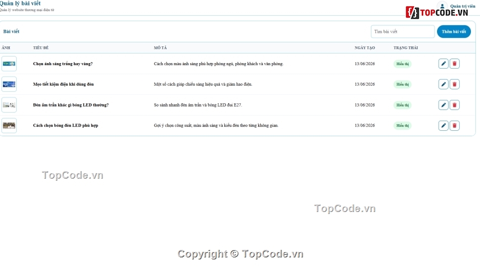 bán website,thiết bị,web bán bóng đèn